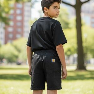 Carhartt Black Shorts with Gold Logo Patch